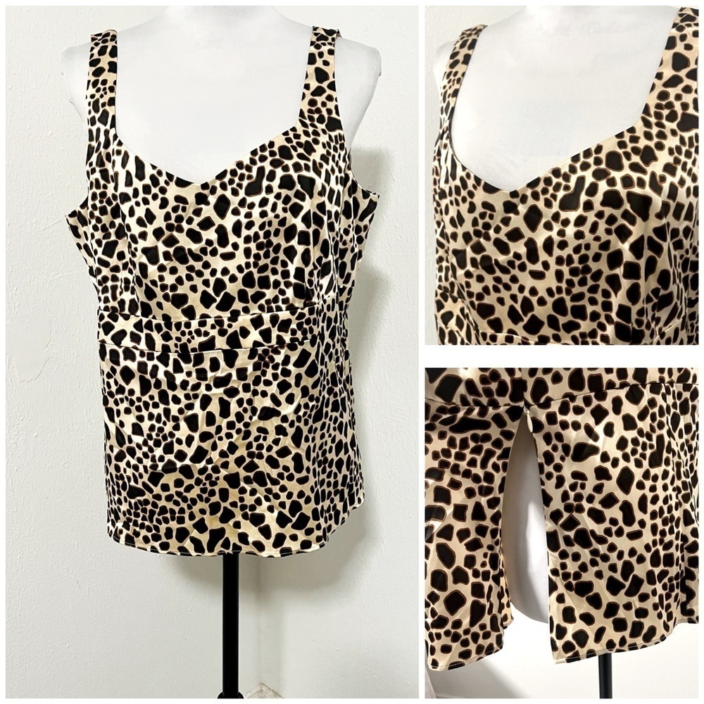 Talbots Women’s Size 16 Animal Print Silk Spandex Cami Top V-Neck Side Zip EUC